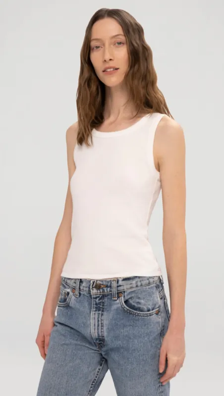 Tank in Ribbed Cotton | White sold by Argent