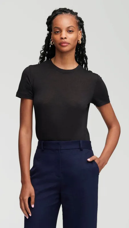 Skinny Tee in Merino Silk Jersey | Black sold by Argent