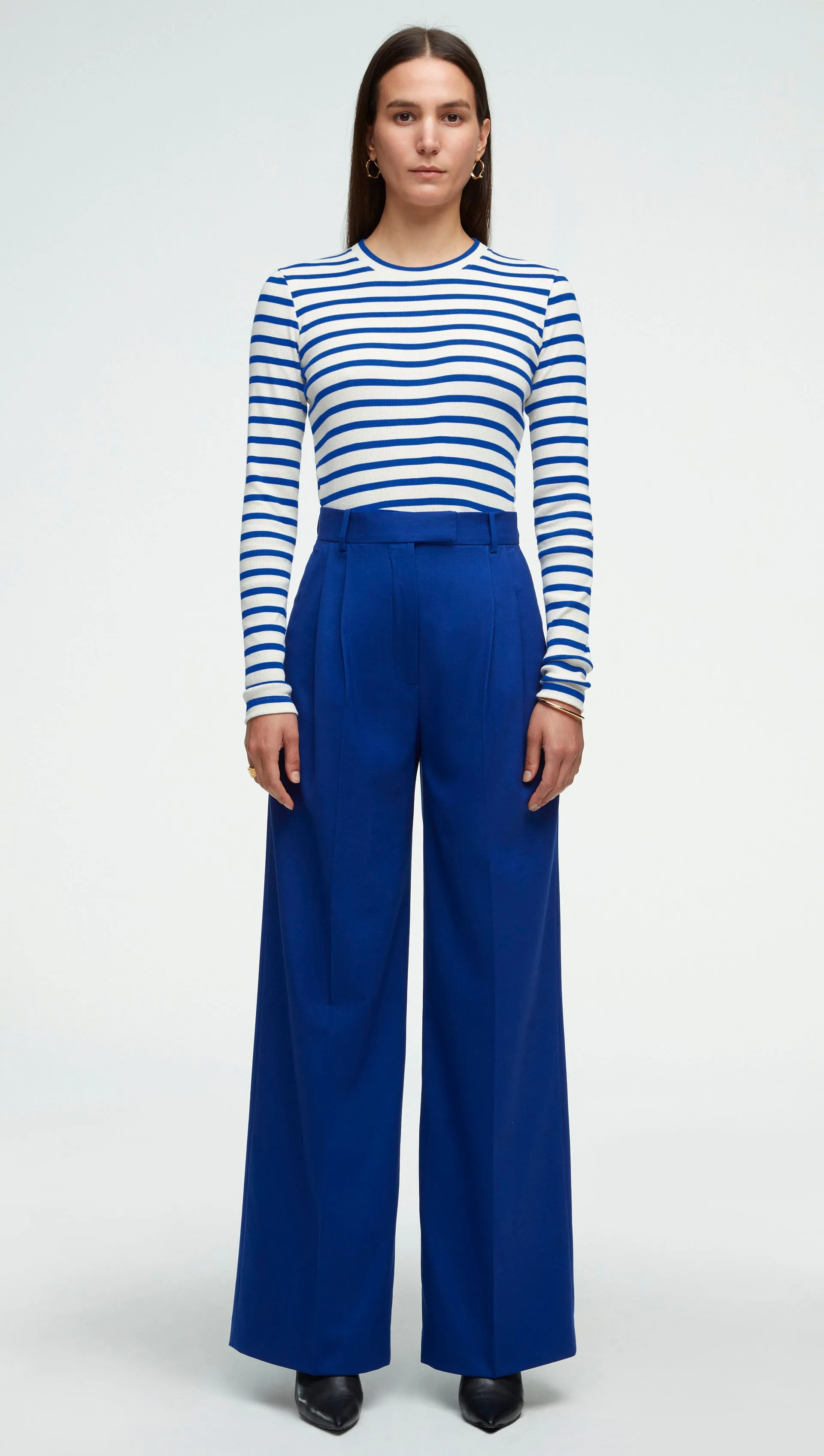 Striped Longsleeve Tee in Ribbed Cotton | Ivory/Cobalt sold by Argent product image thumbnail 5