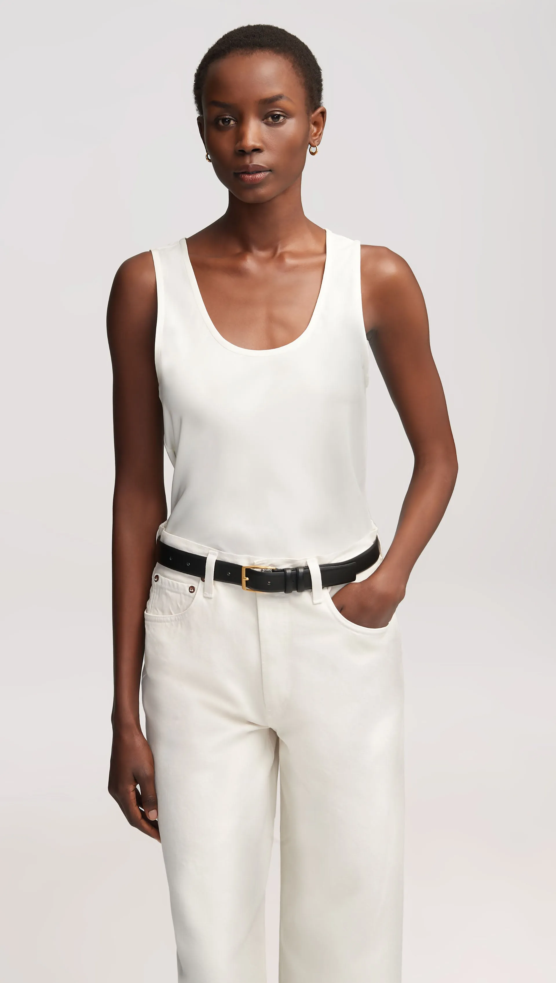 Tank in Matte-side Silk Charmeuse | Ivory sold by Argent