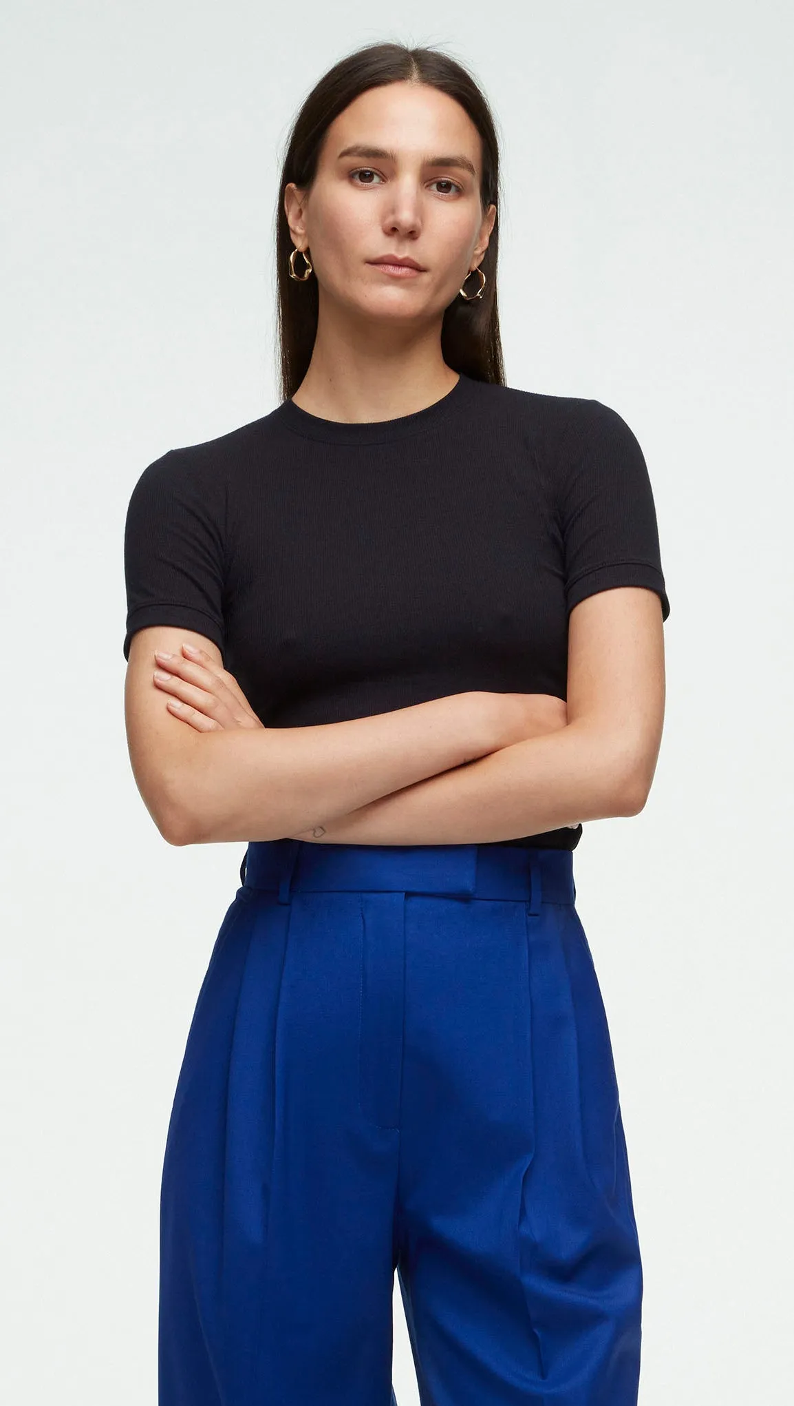 Ringer Tee in Ribbed Cotton | Black sold by Argent