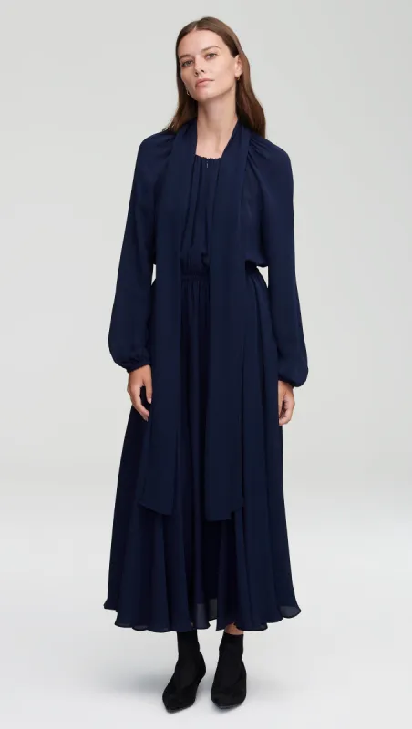 Madison Dress in Double Georgette | Midnight sold by Argent