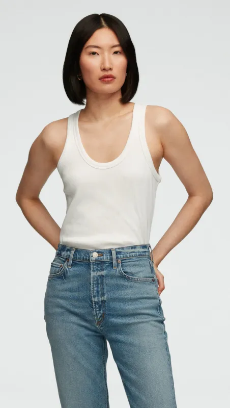 Ribbed Tank in Cotton Elastane | White sold by Argent