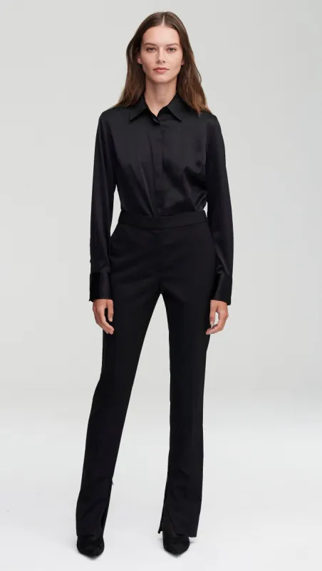 Elongated Tailored Trouser in Seasonless Wool | Black sold by Argent