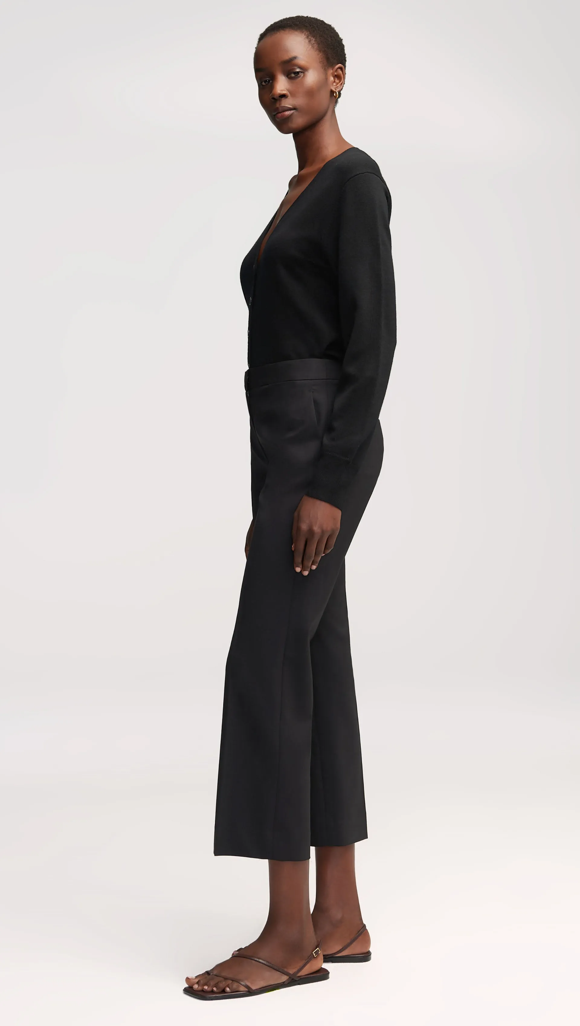 Slim Kick Flare Trouser in Seasonless Wool | Black sold by Argent product image thumbnail 2