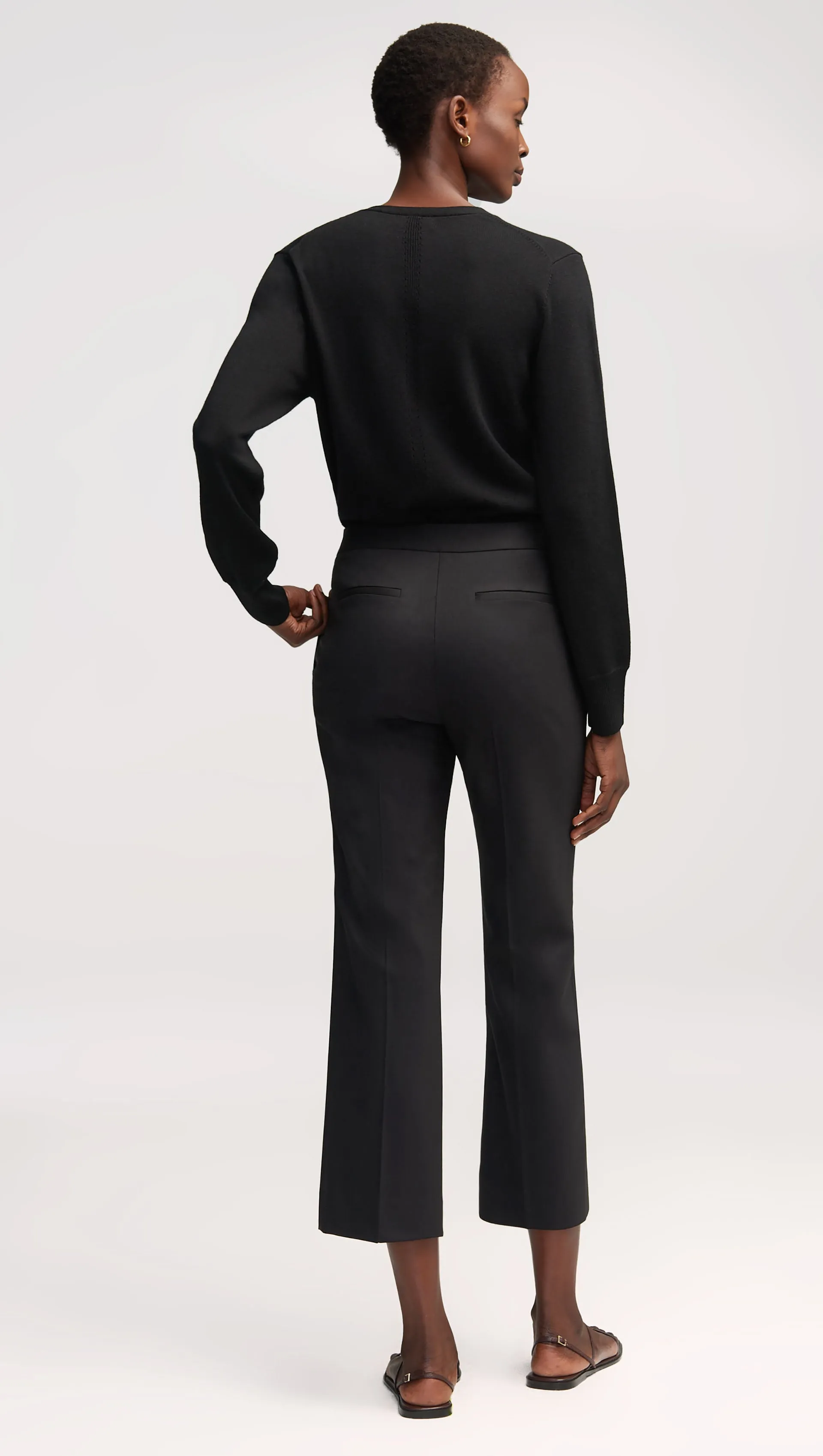 Slim Kick Flare Trouser in Seasonless Wool | Black sold by Argent product image thumbnail 4