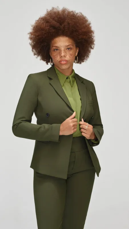Crossover Blazer in Performance Cotton | Olive sold by Argent