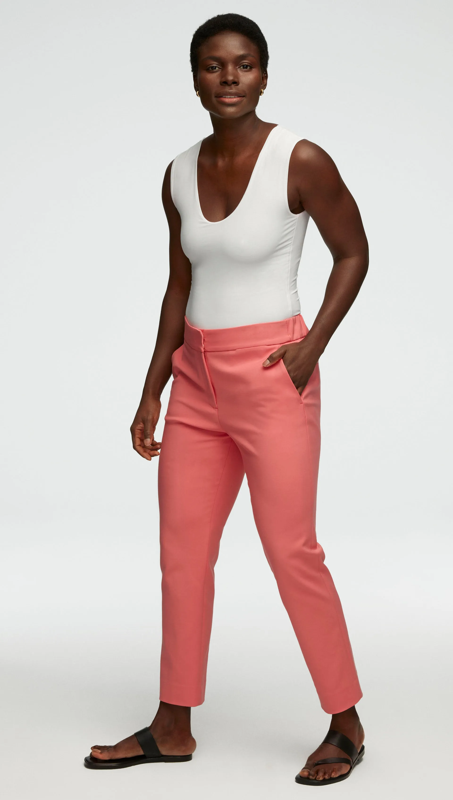 Flex Waist Trouser in Performance Cotton | Watermelon sold by Argent