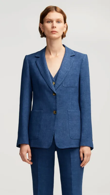 Weekend Blazer in Linen | Denim sold by Argent