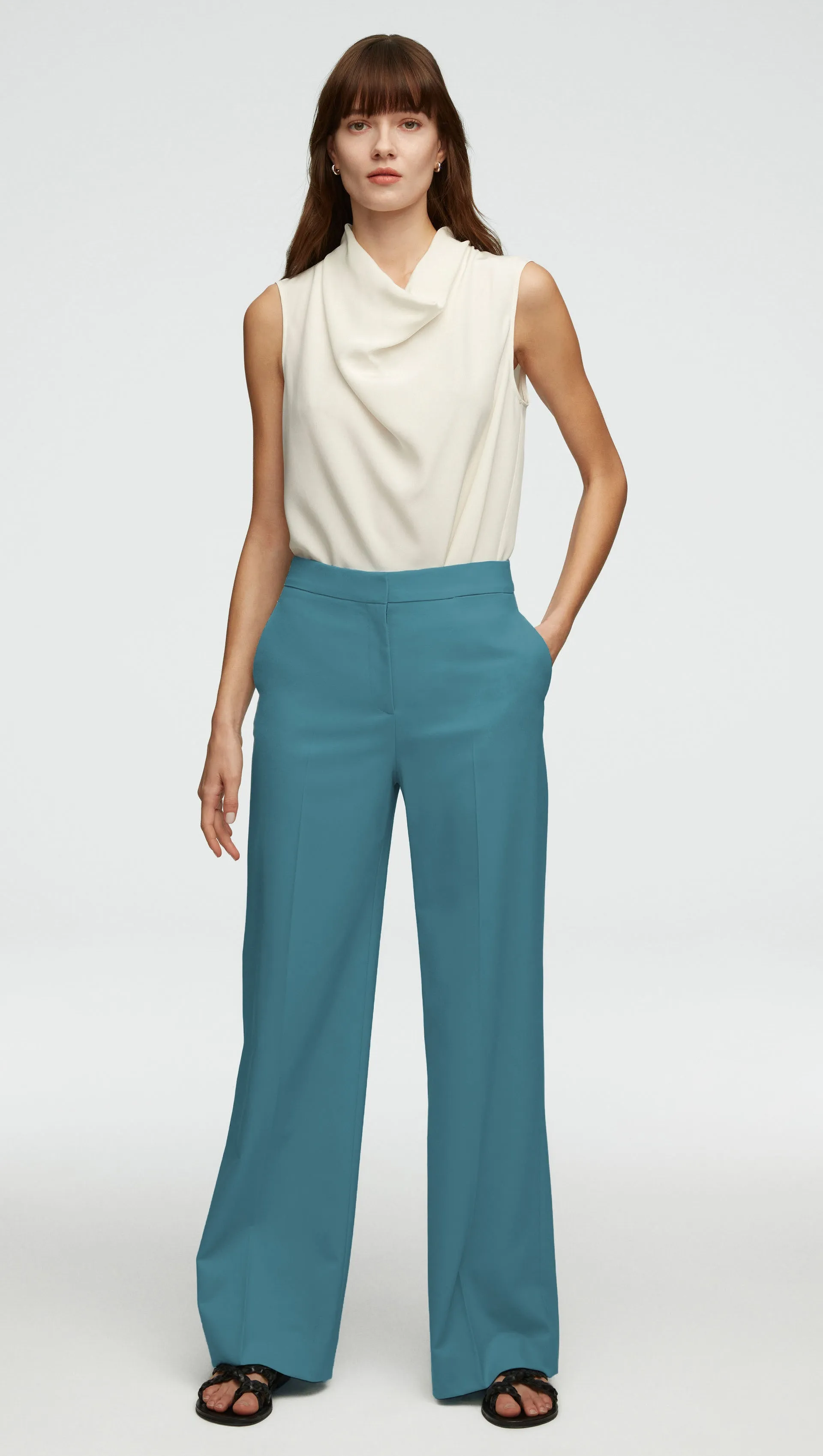 Wide Leg Trouser in Seasonless Wool | Cadet Blue sold by Argent