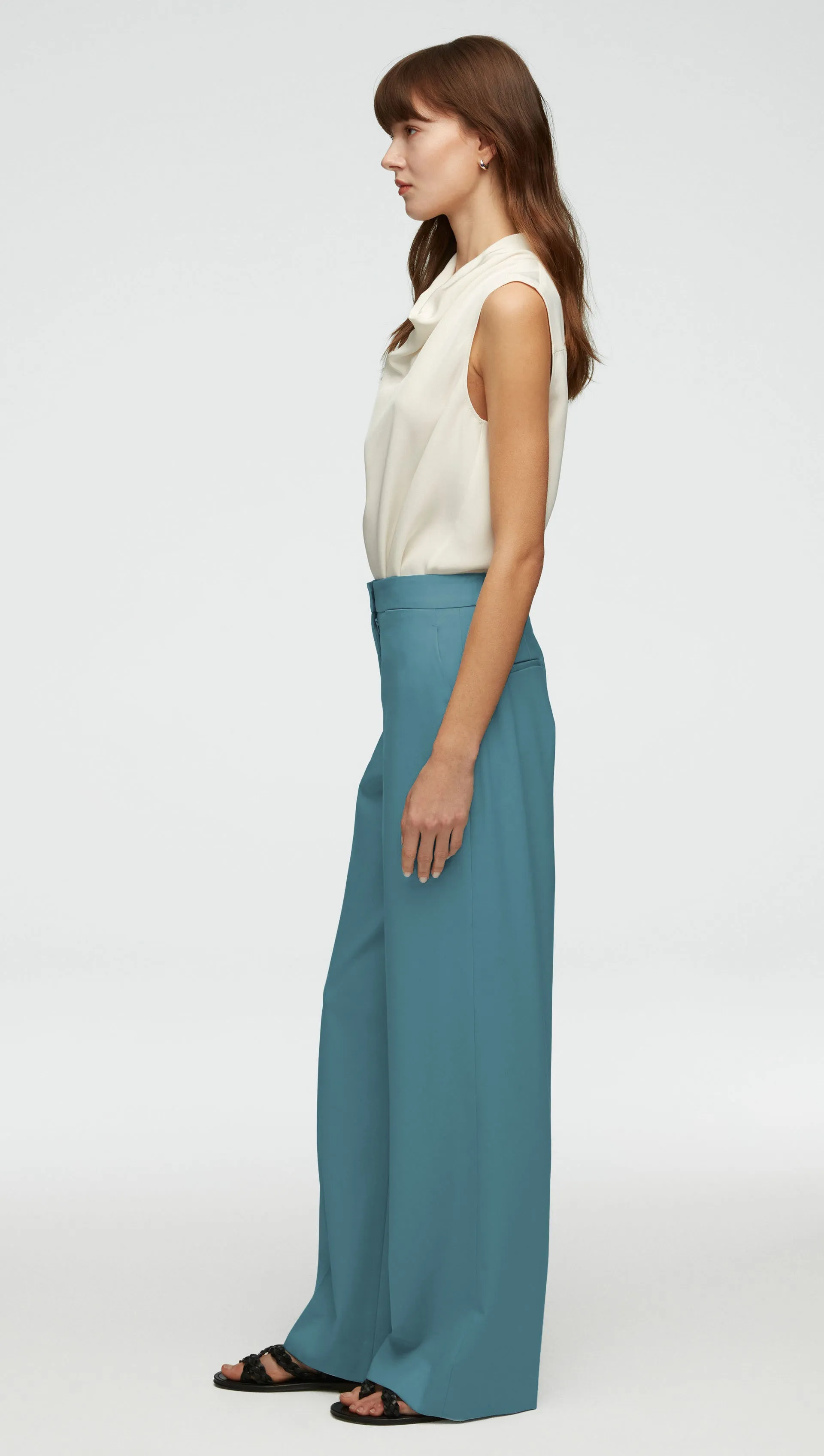 Wide Leg Trouser in Seasonless Wool | Cadet Blue sold by Argent product image thumbnail 2