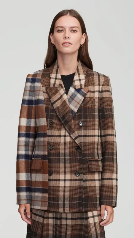 Patchwork Peak Lapel Blazer in Wool Plaid | Brown Plaid sold by Argent