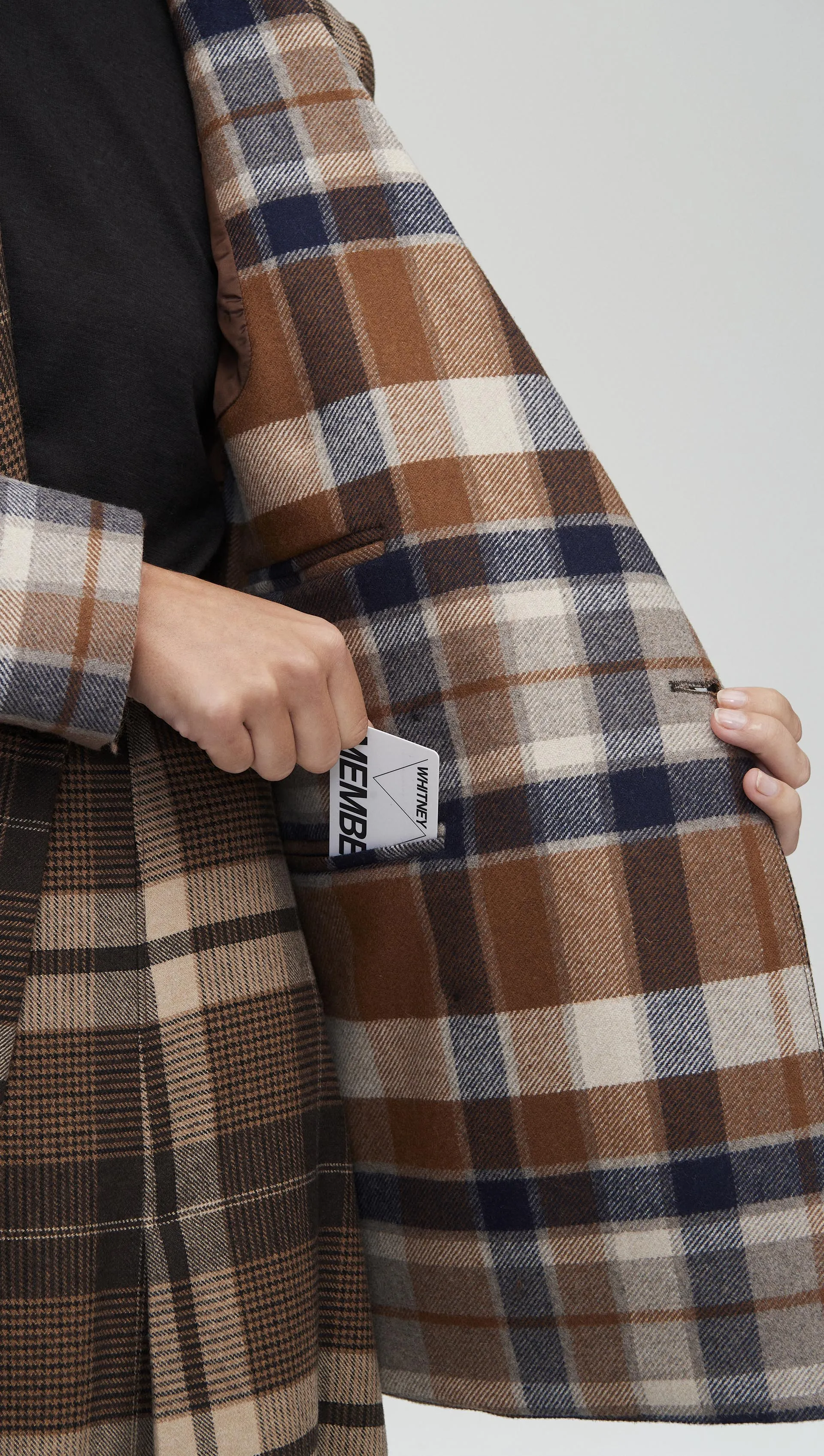 Patchwork Peak Lapel Blazer in Wool Plaid | Brown Plaid sold by Argent product image thumbnail 4