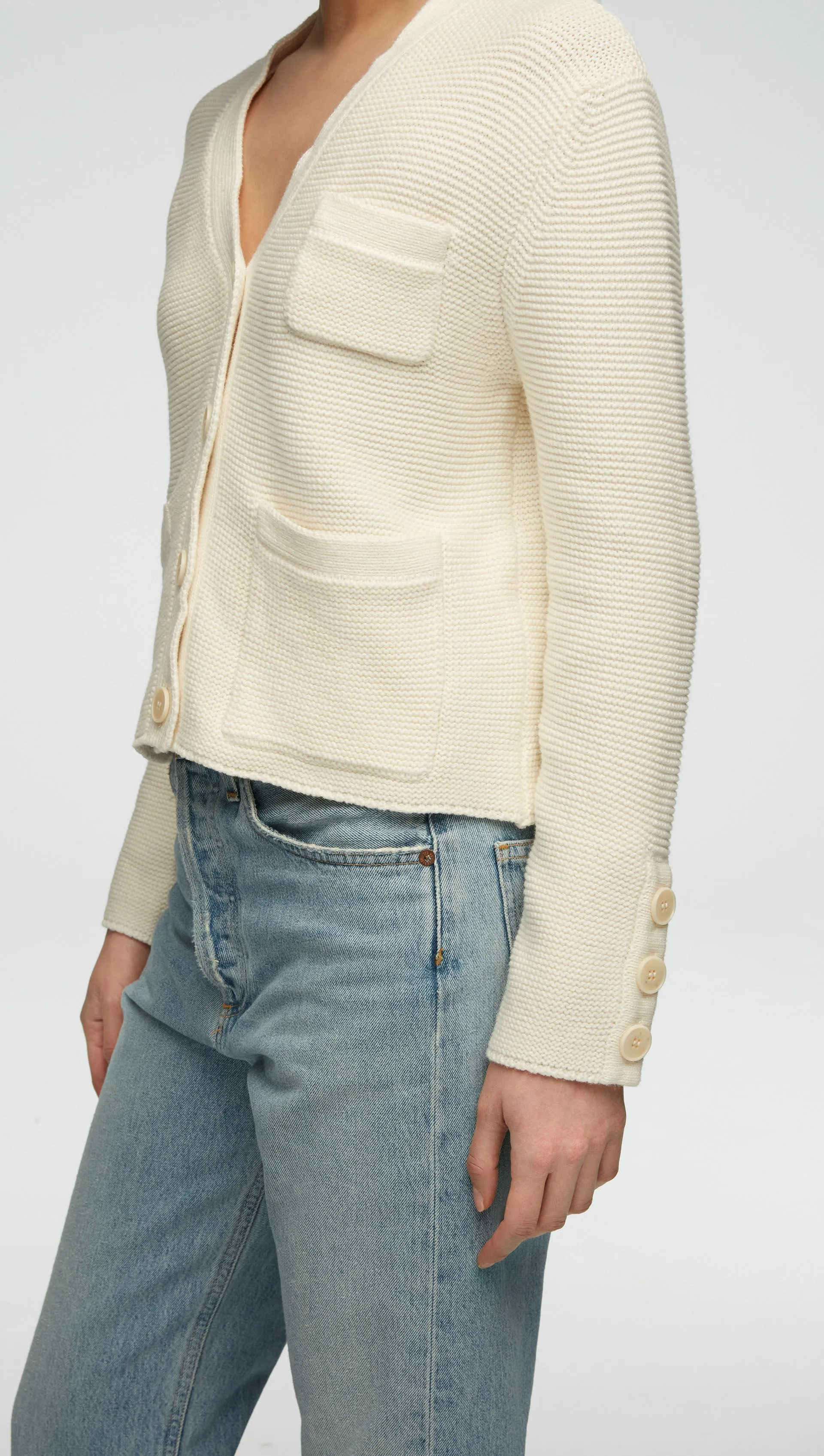 Cropped Cardigan in Cotton Cashmere | Ivory sold by Argent product image thumbnail 4