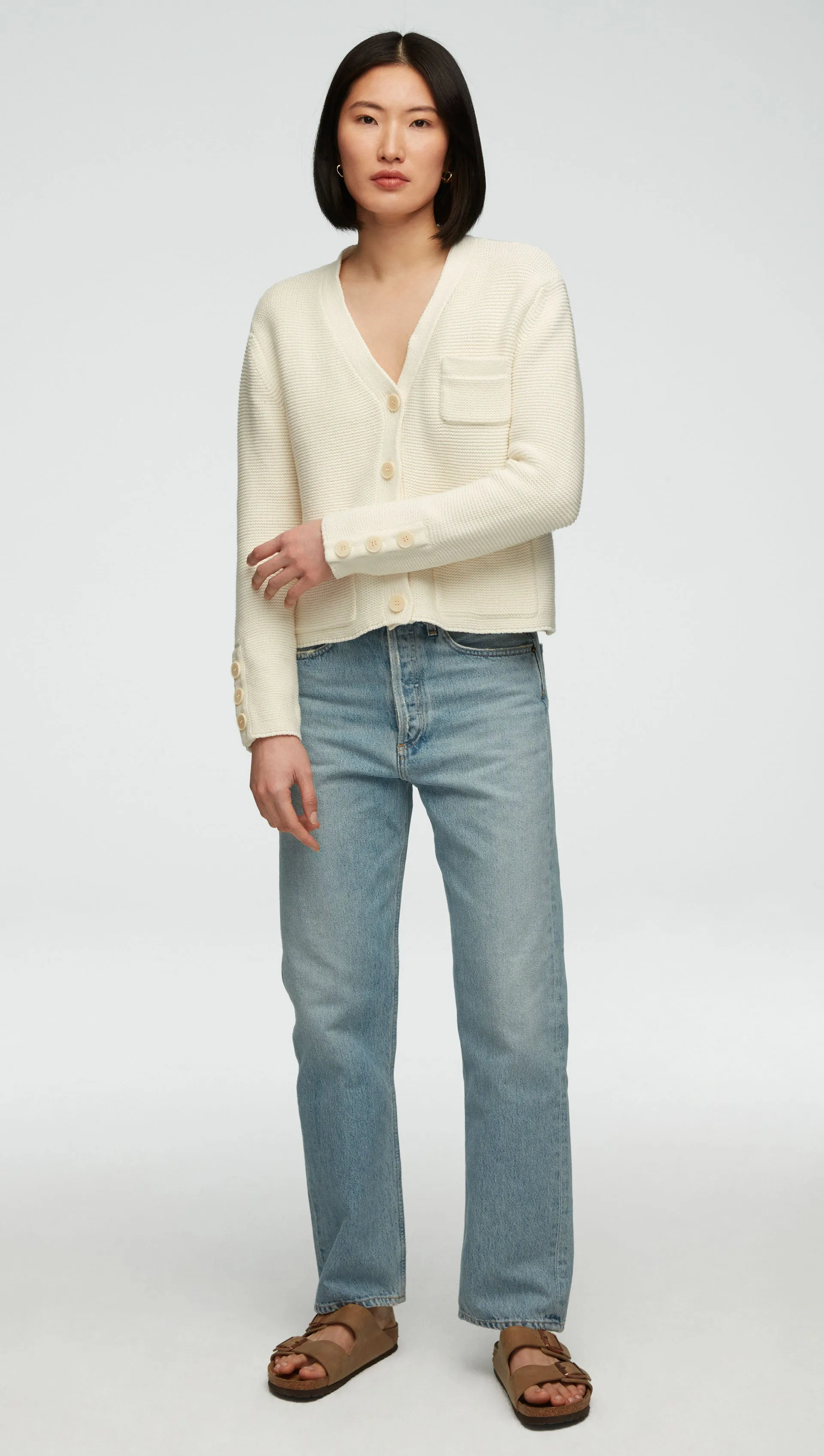 Cropped Cardigan in Cotton Cashmere | Ivory sold by Argent product image thumbnail 3