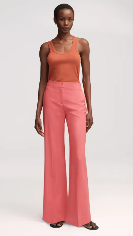 Wide Leg Trouser in Seasonless Wool | Salmon sold by Argent