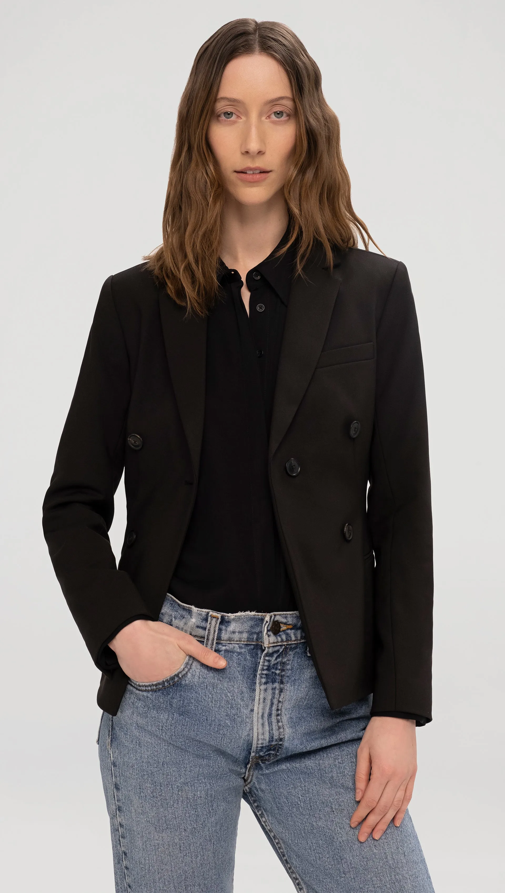 Crossover Blazer in Performance Cotton | Black sold by Argent