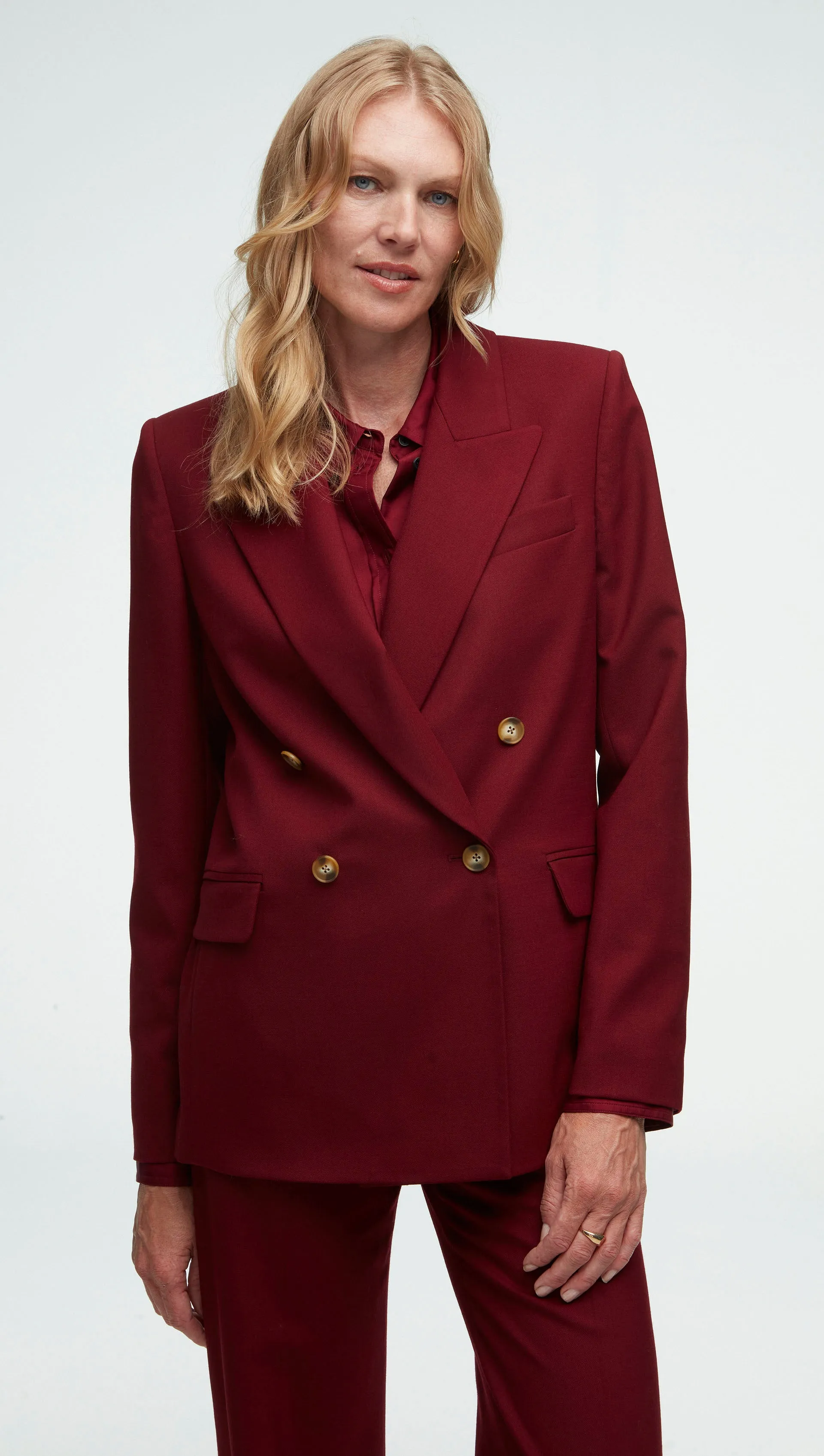 Peak Lapel Blazer in Seasonless Wool | Merlot sold by Argent product image thumbnail 3