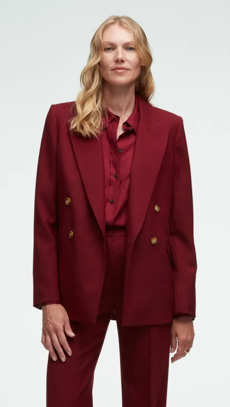 Peak Lapel Blazer in Seasonless Wool | Merlot sold by Argent
