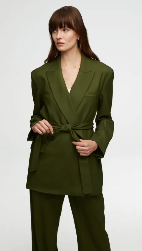 Belted Blazer in Seasonless Wool | Olive sold by Argent