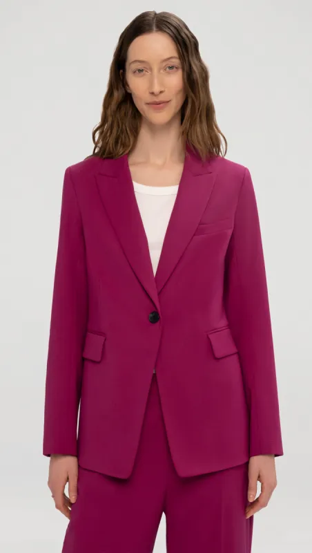 Single Button Blazer in Seasonless Wool | Magenta sold by Argent