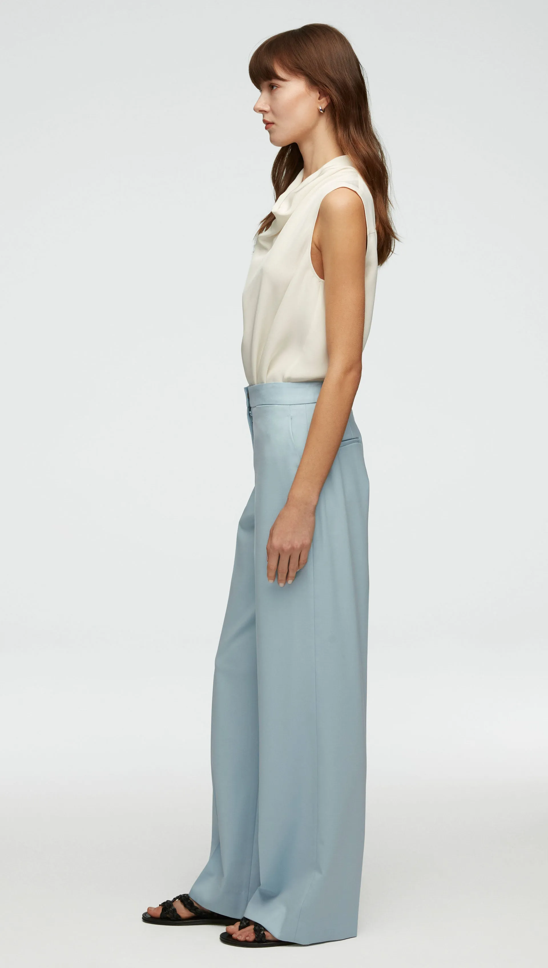 Wide Leg Trouser in Seasonless Wool | Seafoam Blue sold by Argent product image thumbnail 2