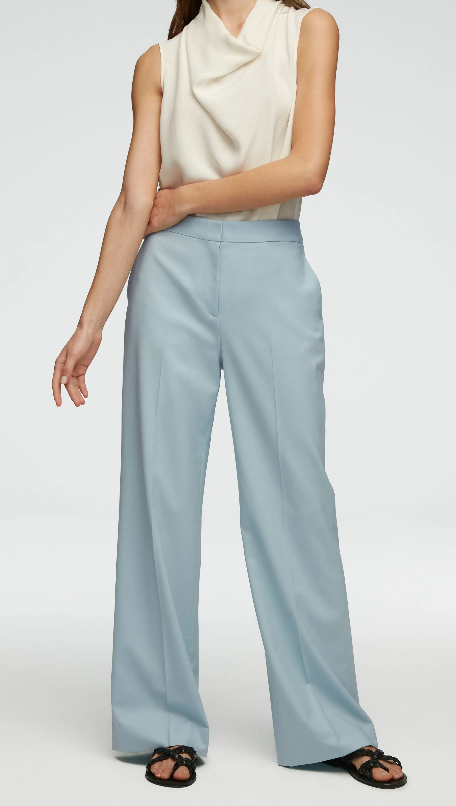 Wide Leg Trouser in Seasonless Wool | Seafoam Blue sold by Argent product image thumbnail 5
