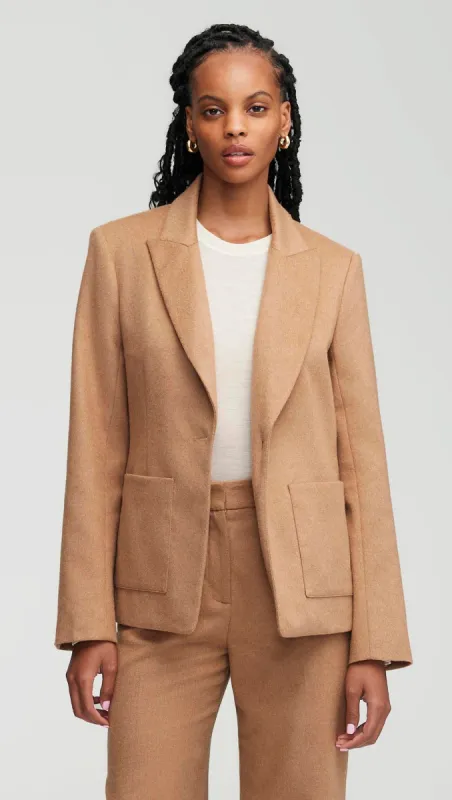Patch Pocket Blazer in Textured Wool | Camel sold by Argent