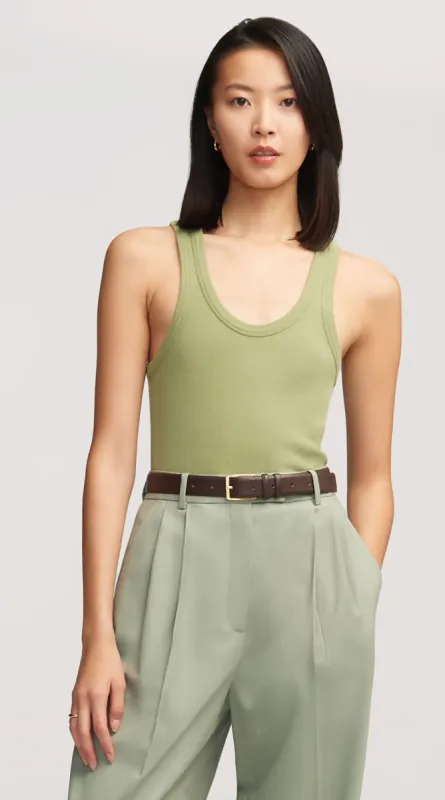 Ribbed Tank in Cotton Elastane | Sage sold by Argent