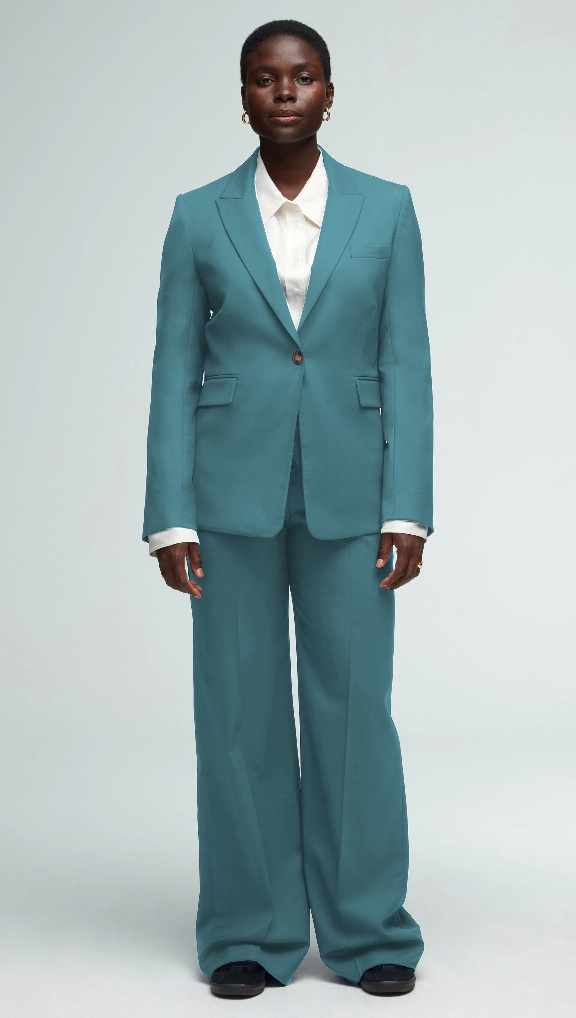 Single Button Blazer in Seasonless Wool | Cadet Blue sold by Argent product image thumbnail 2