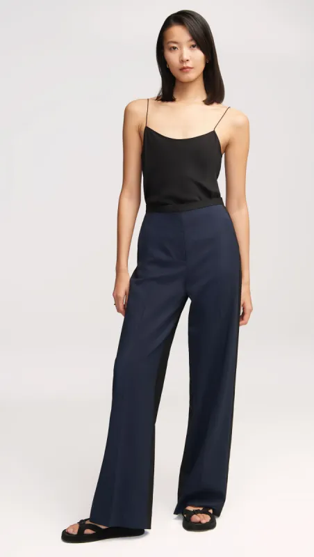 Colorblocked Jones Trouser in Seasonless Wool | Midnight/Black sold by Argent