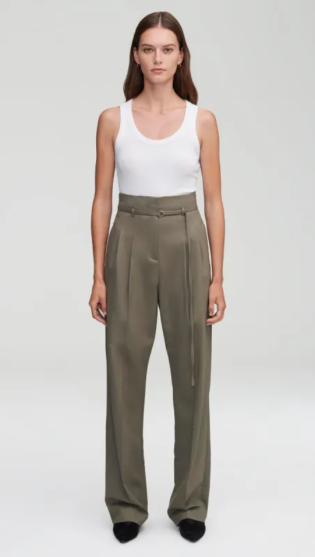 High-Waisted Belted Trouser in Seasonless Wool | Ash sold by Argent