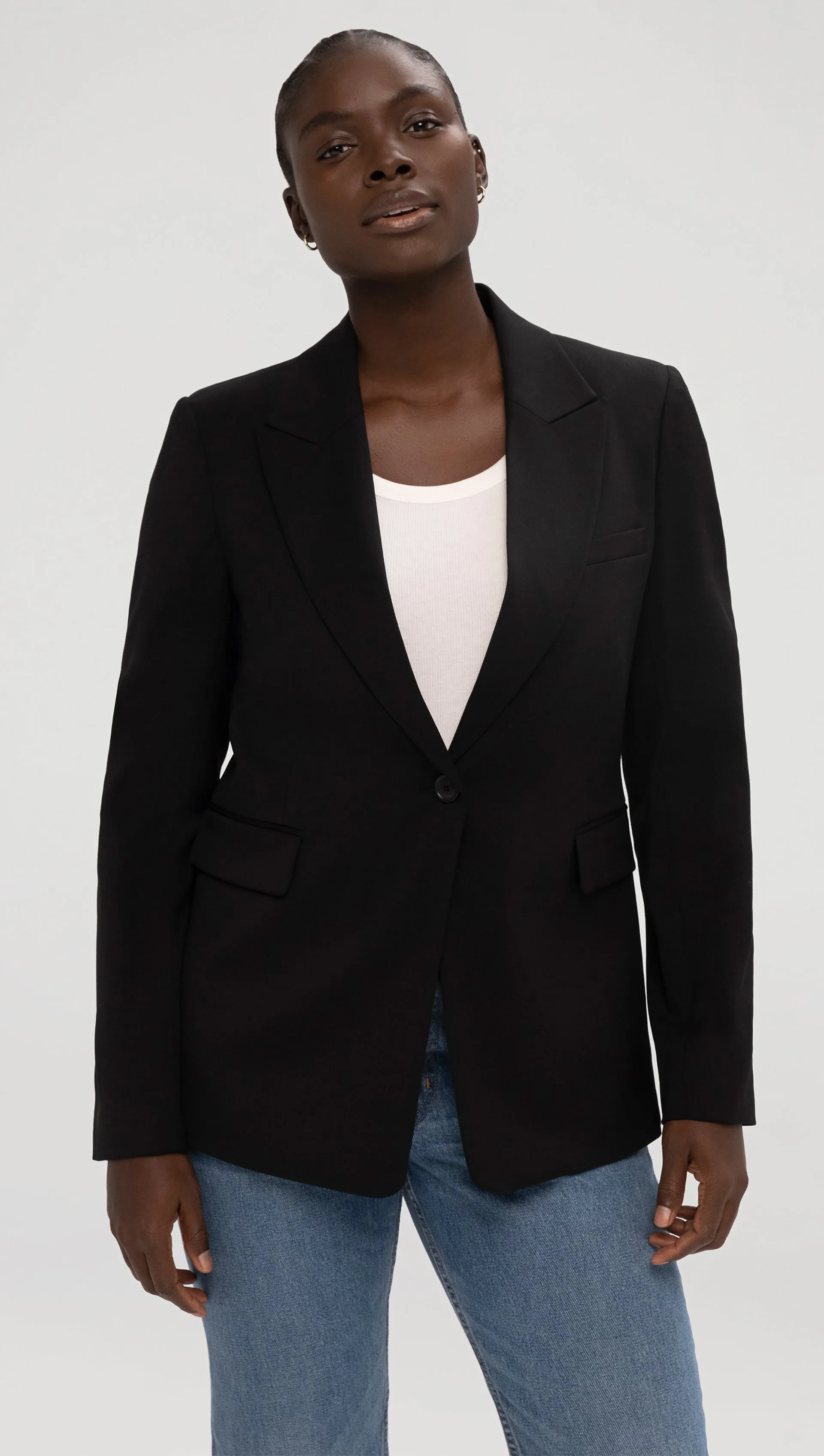 Single Button Blazer in Seasonless Wool | Black sold by Argent