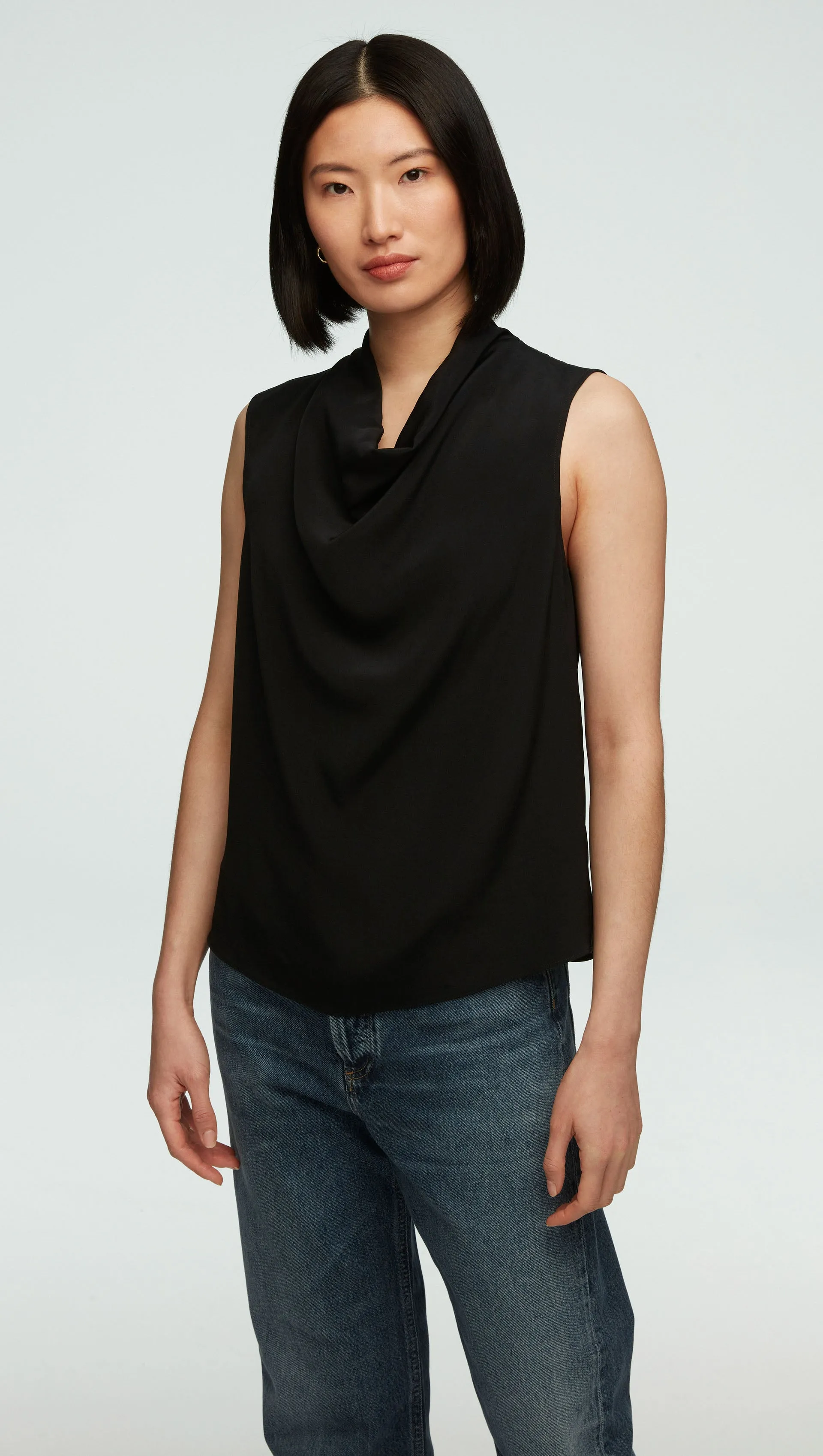 Cowl Top in Silk Crepe | Black sold by Argent
