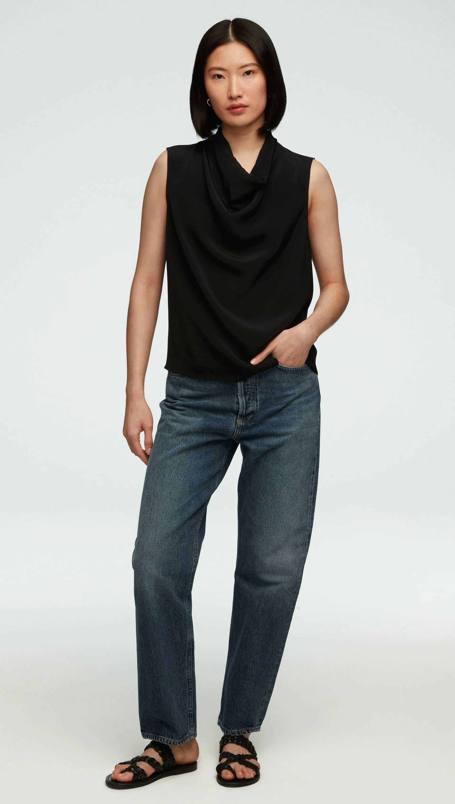 Cowl Top in Silk Crepe | Black sold by Argent product image thumbnail 3