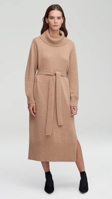 Turtleneck Dress in Wool-Cashmere | Camel sold by Argent