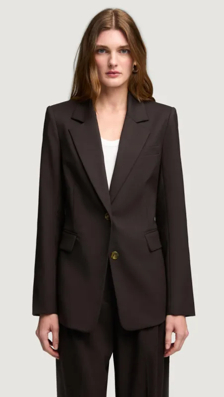 Two-Button Blazer in Seasonless Wool | Coffee sold by Argent