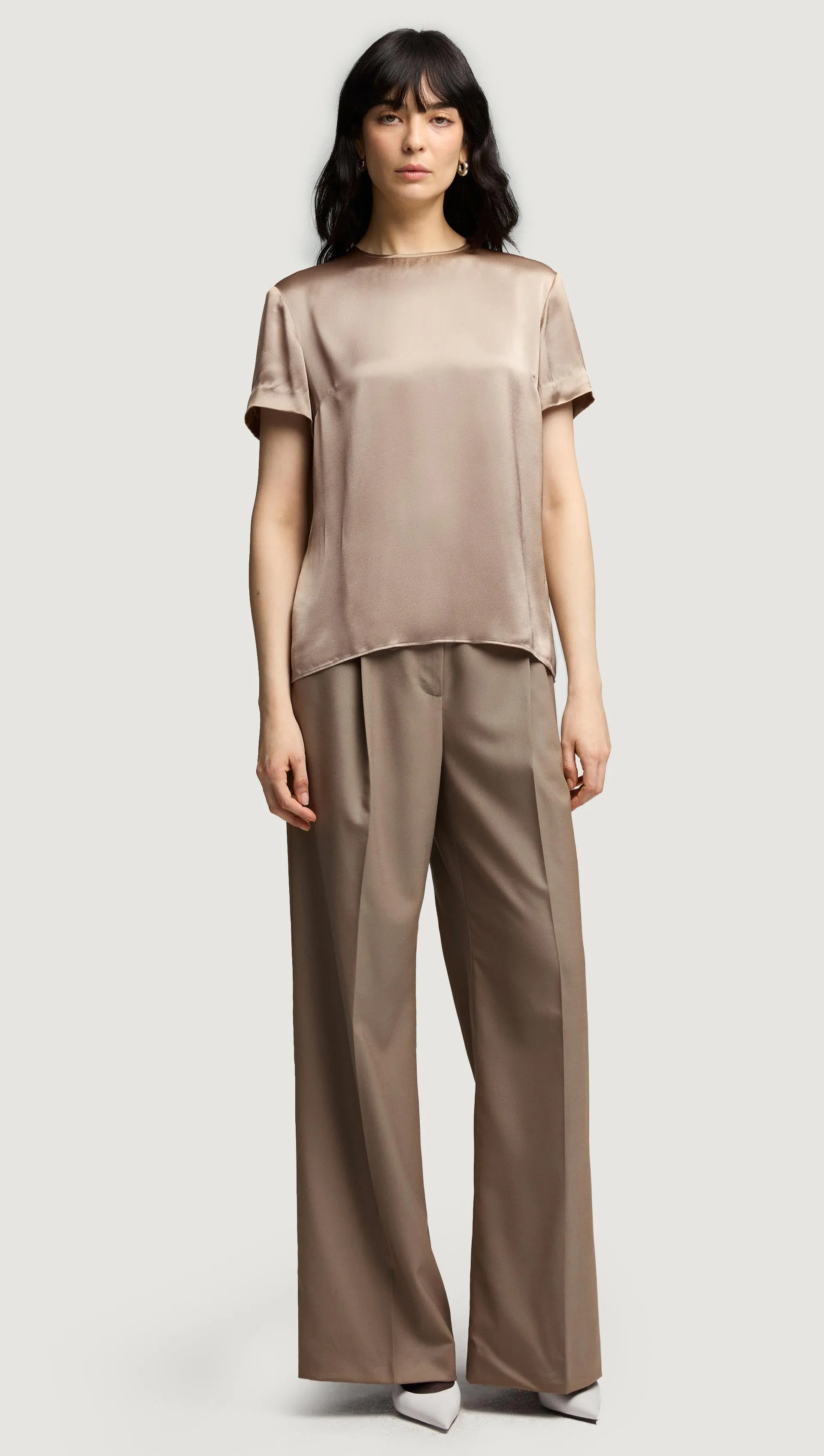 Single Pleat Trouser in Seasonless Wool | Taupe sold by Argent product image thumbnail 2
