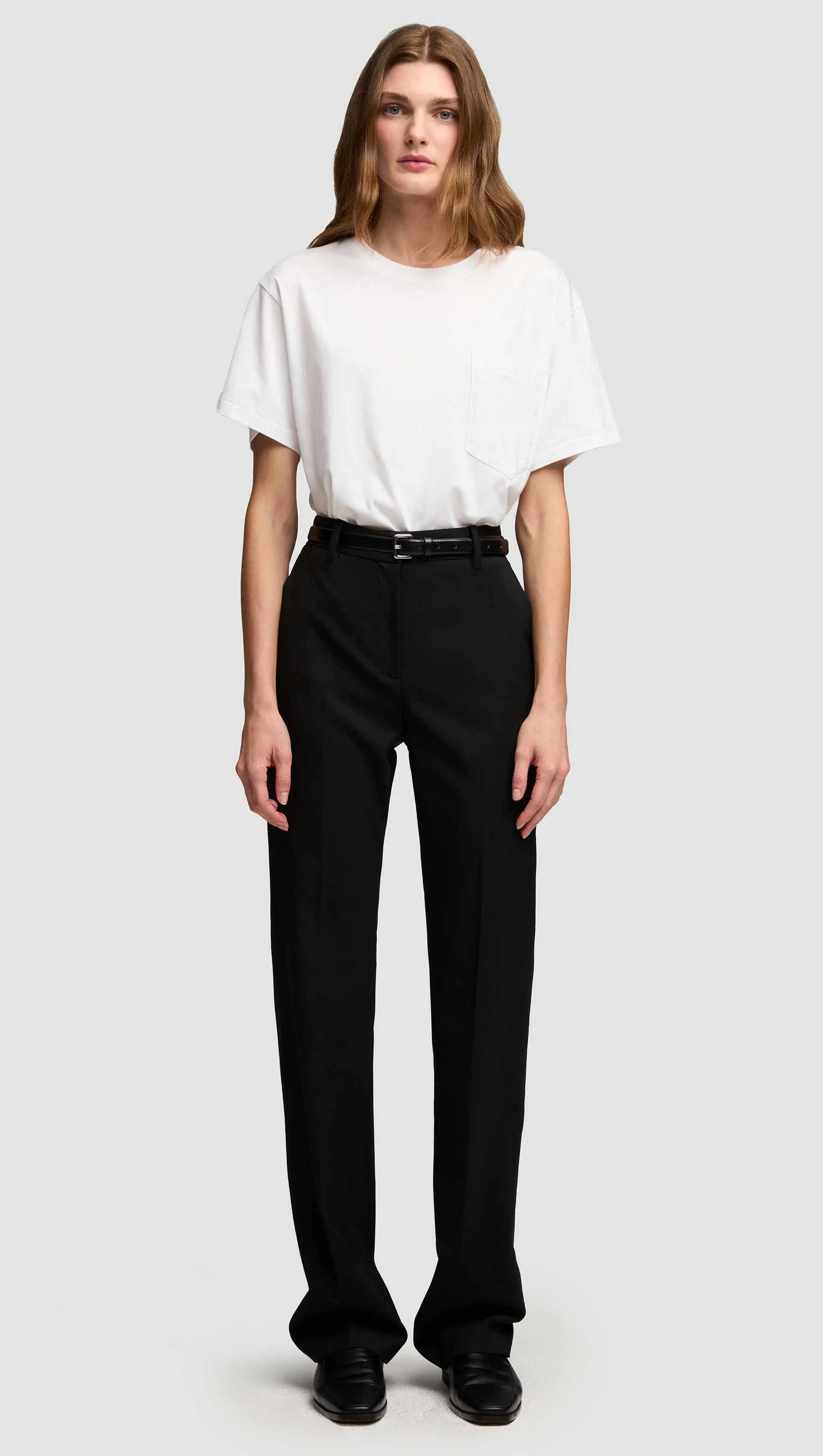 Straight Leg Trouser in Seasonless Wool | Black sold by Argent