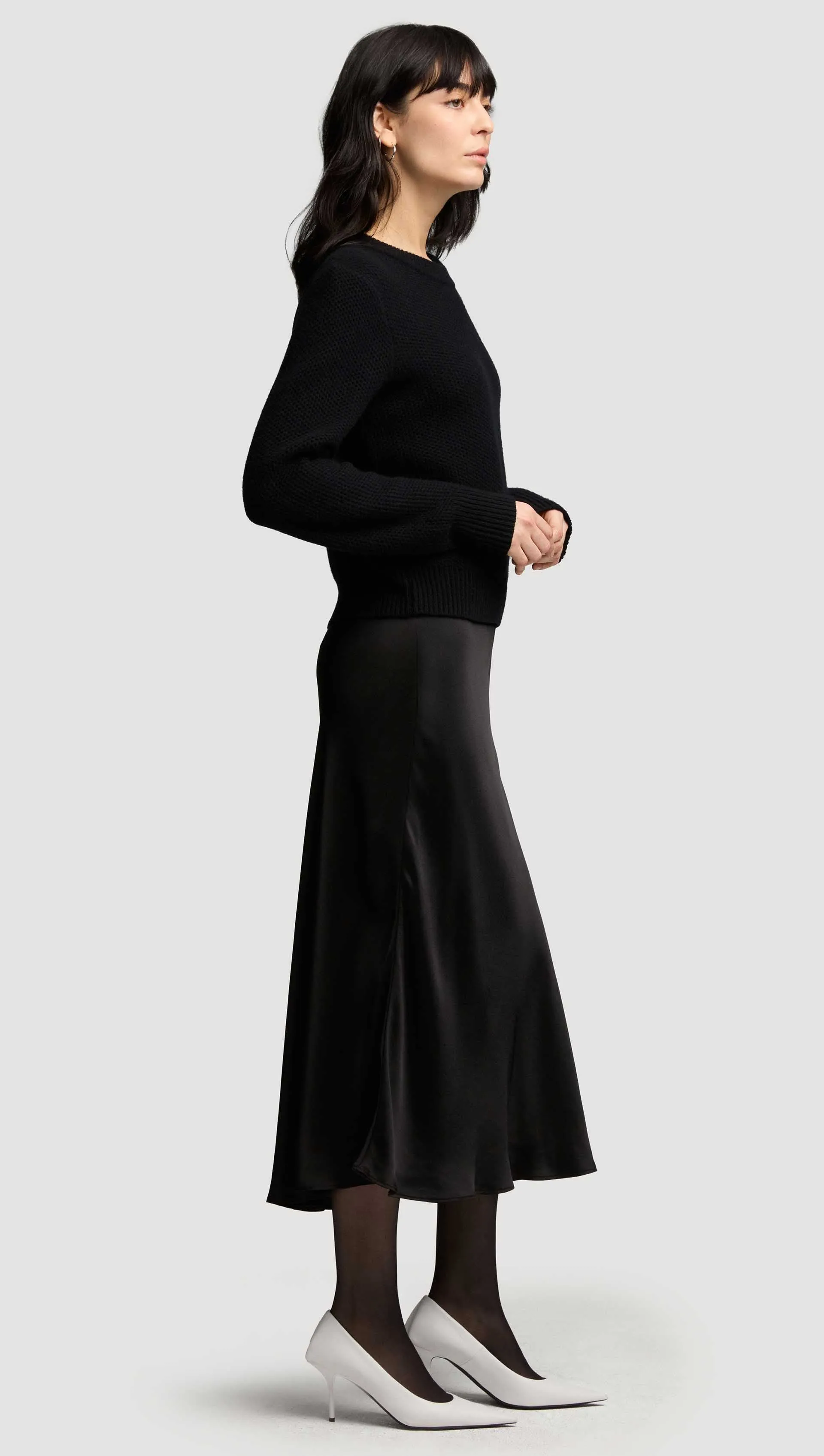 Bias Midi Skirt in Viscose Satin | Black sold by Argent product image thumbnail 3