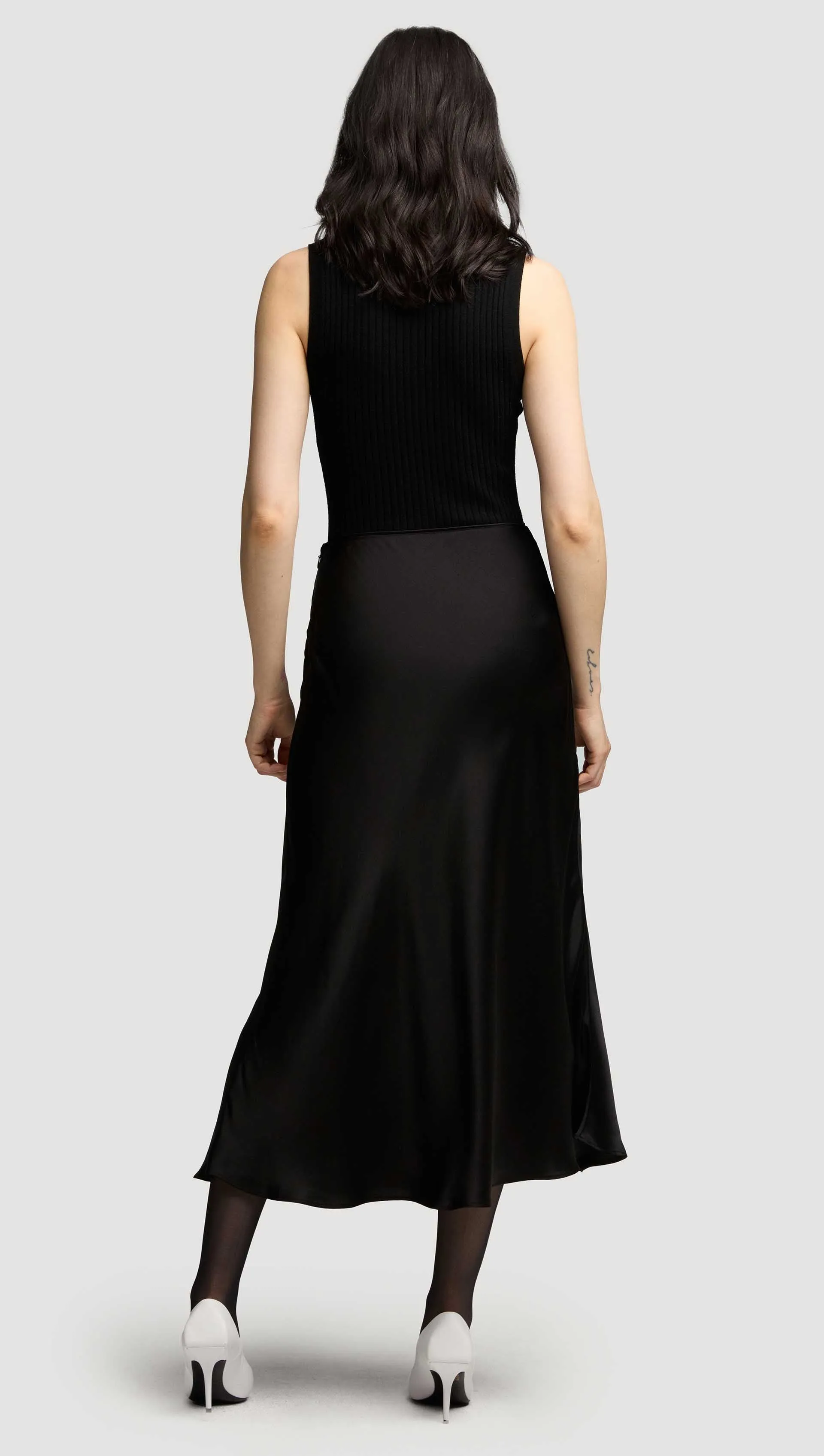 Bias Midi Skirt in Viscose Satin | Black sold by Argent product image thumbnail 4