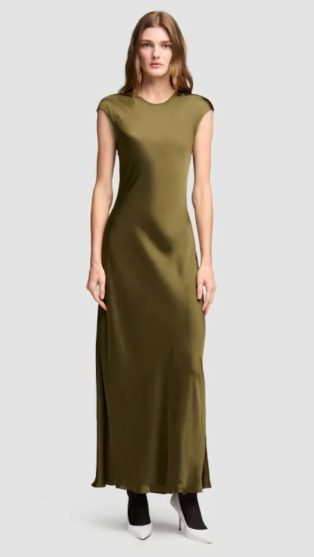 Bias Dress in Viscose Satin | Olive sold by Argent