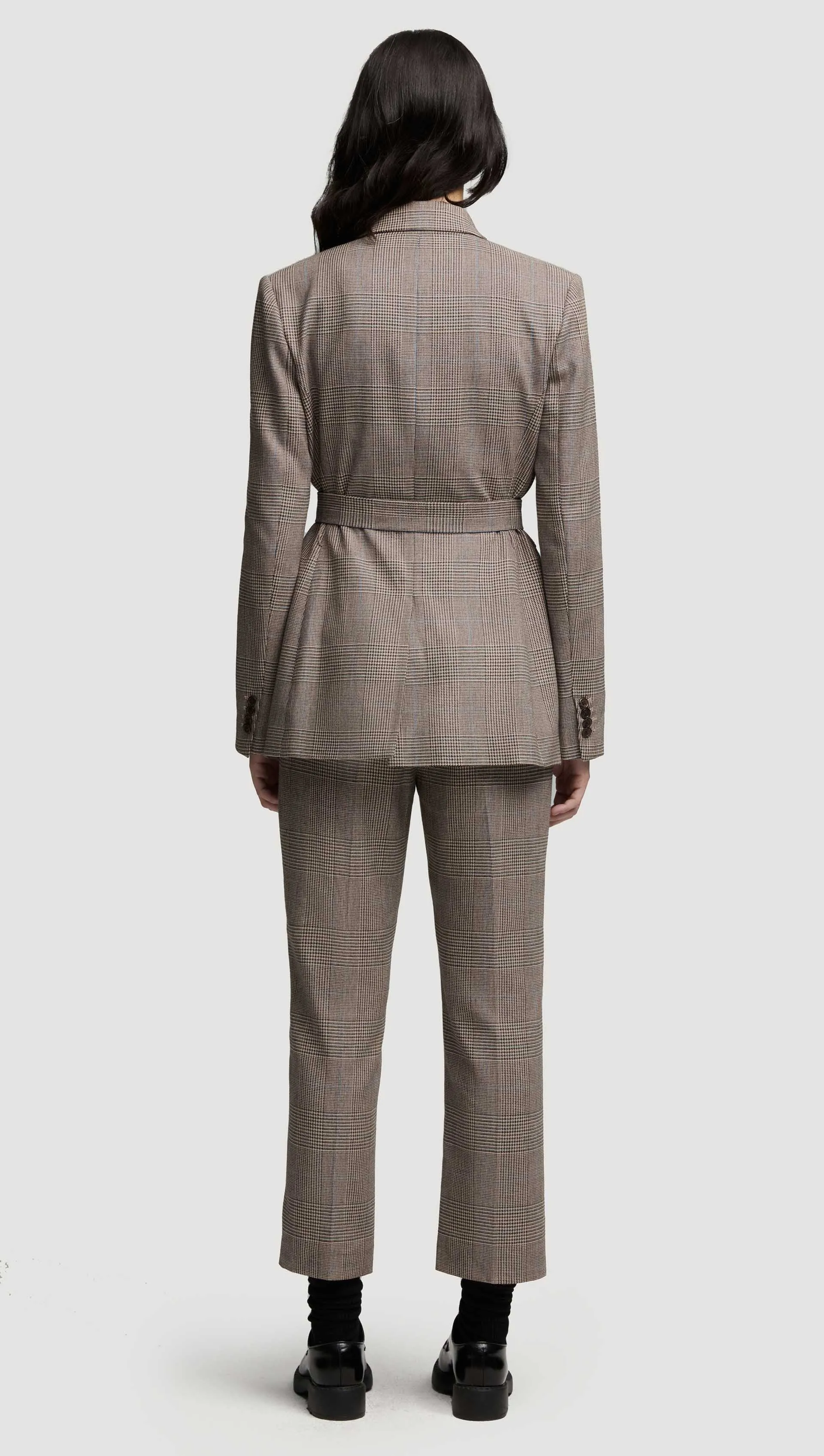 Belted Double-Breasted Blazer in Wool | Plaid Houndstooth sold by Argent product image thumbnail 4