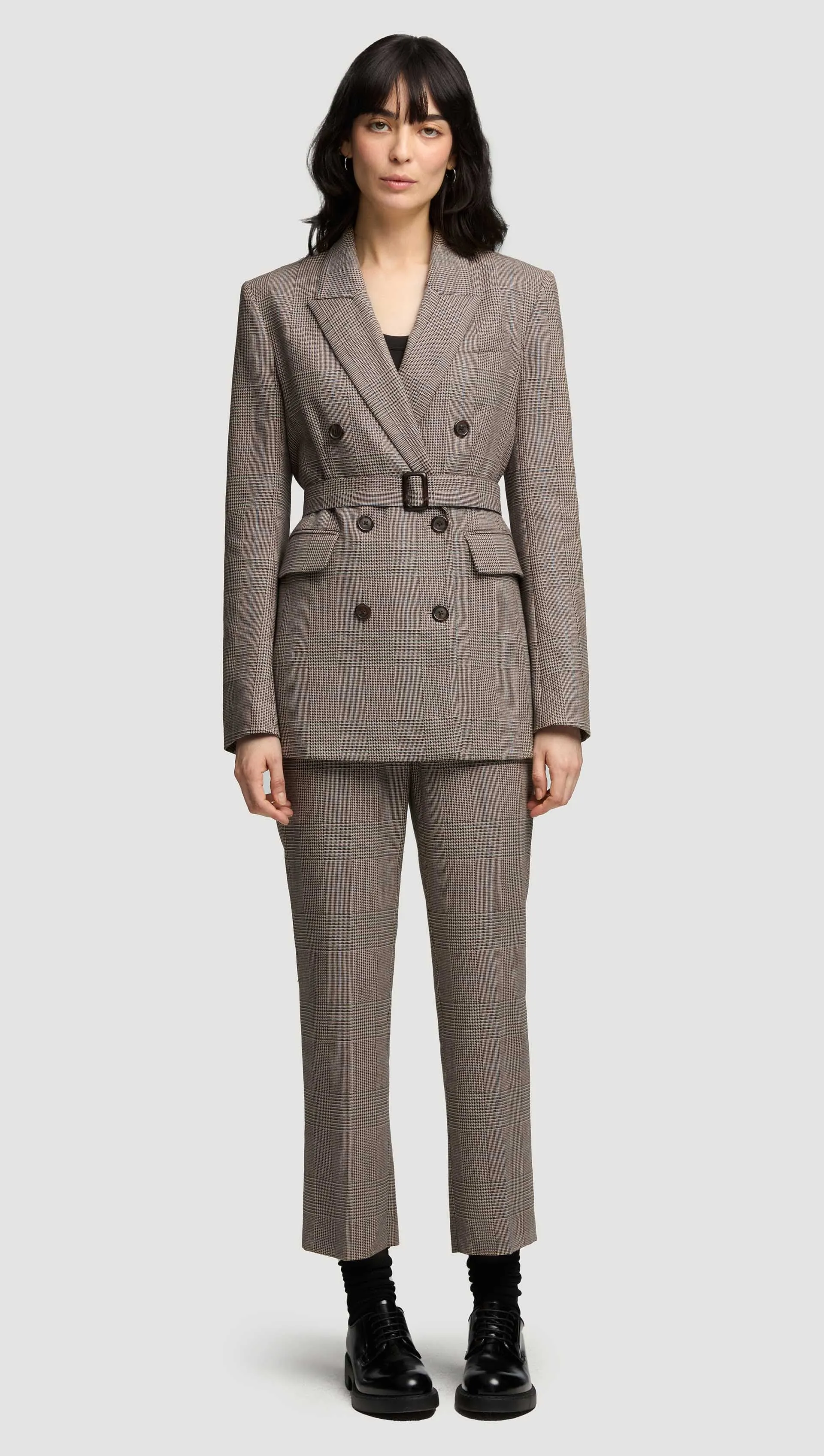 Belted Double-Breasted Blazer in Wool | Plaid Houndstooth sold by Argent product image thumbnail 2