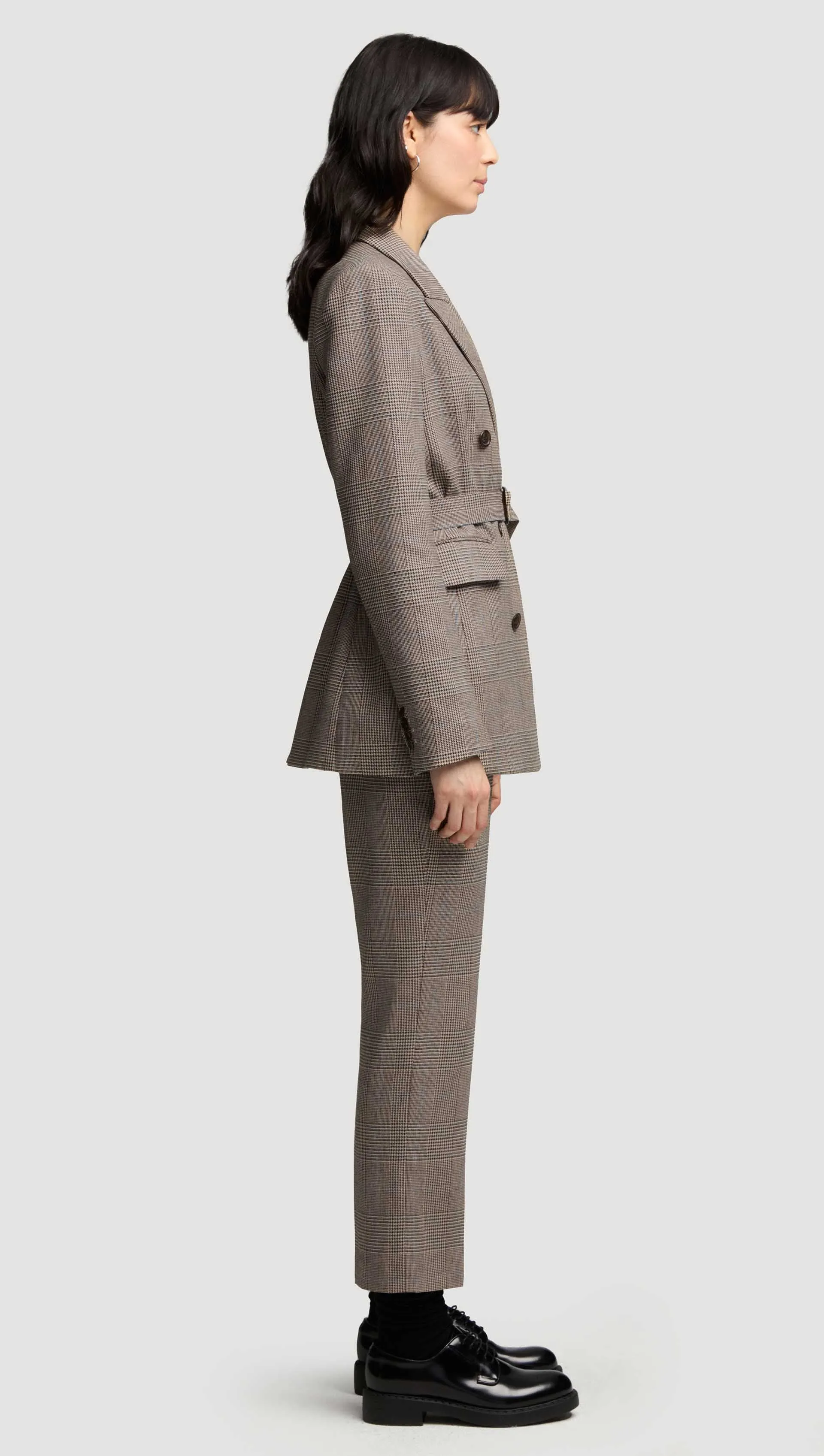 Belted Double-Breasted Blazer in Wool | Plaid Houndstooth sold by Argent product image thumbnail 3