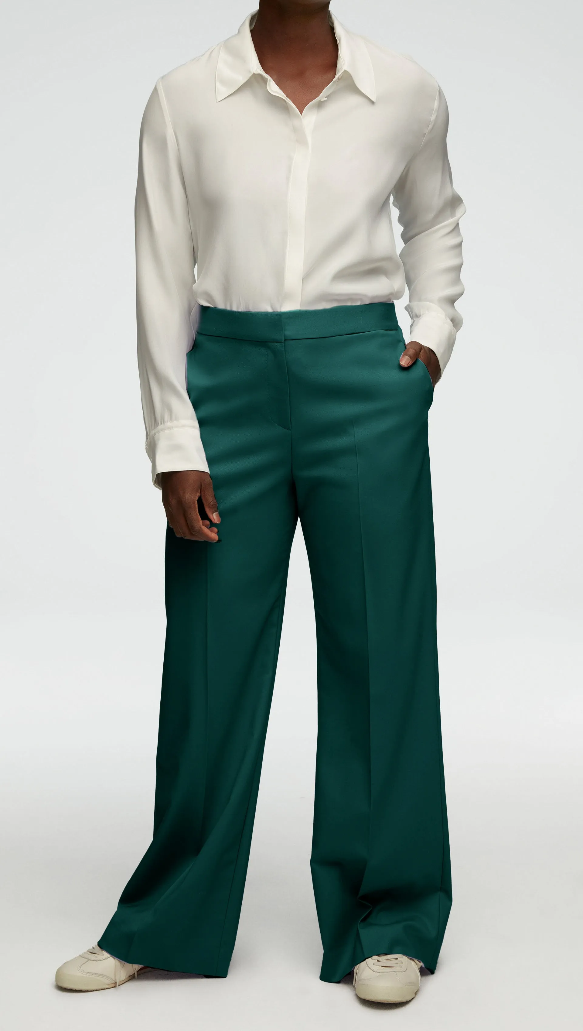 Wide Leg Trouser in Seasonless Wool | Emerald sold by Argent product image thumbnail 2