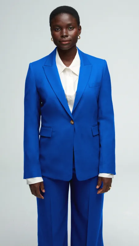 Single Button Blazer in Seasonless Wool | Royal Blue sold by Argent