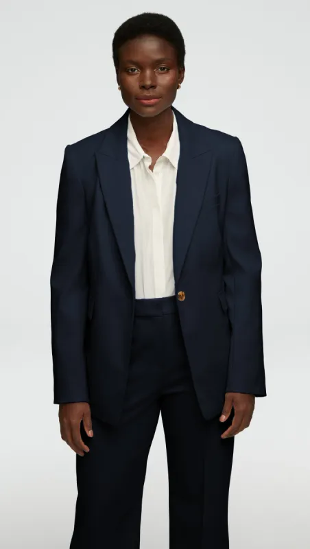 Single Button Blazer in Seasonless Wool | Midnight sold by Argent