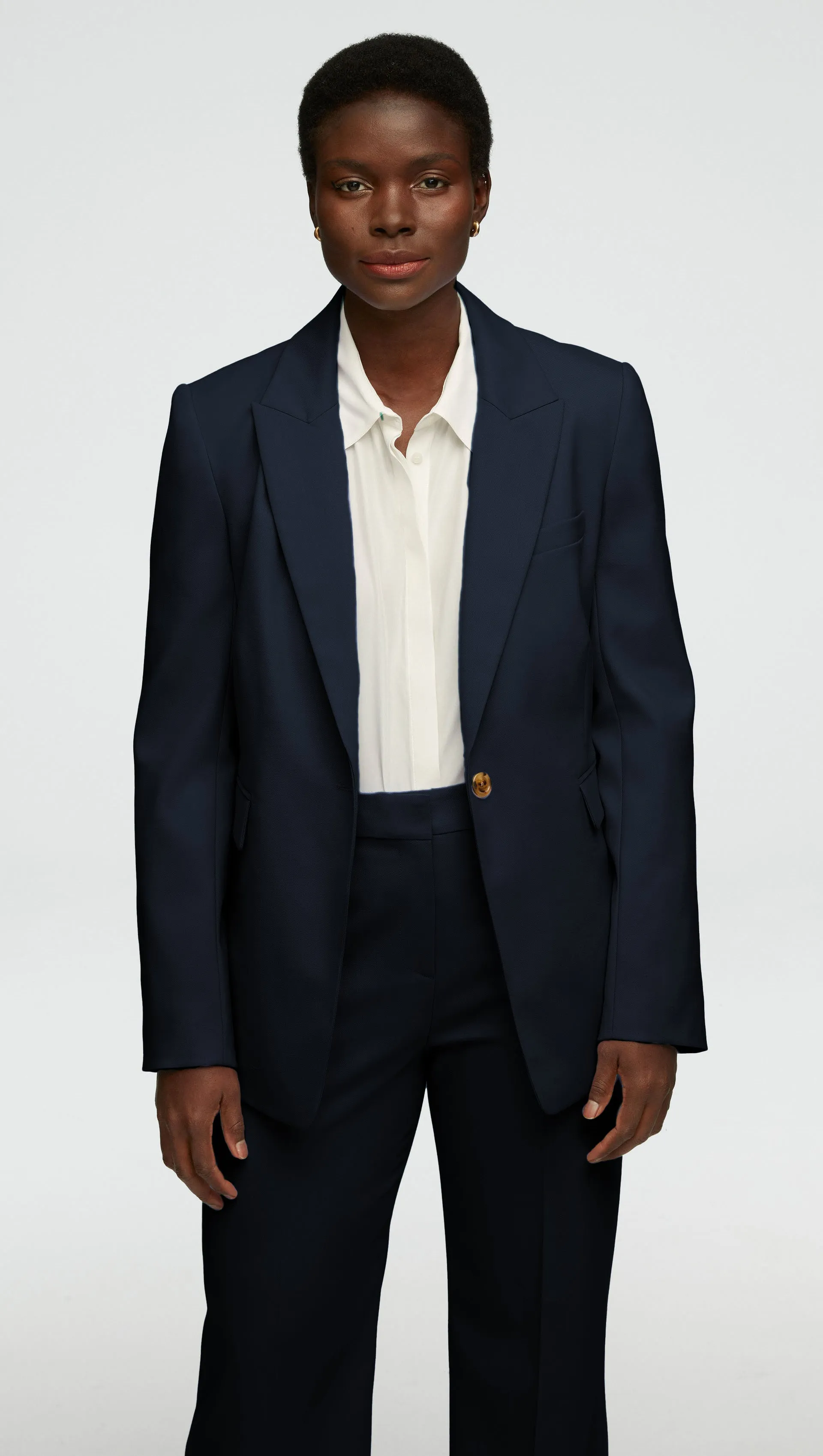 Single Button Blazer in Seasonless Wool | Midnight sold by Argent