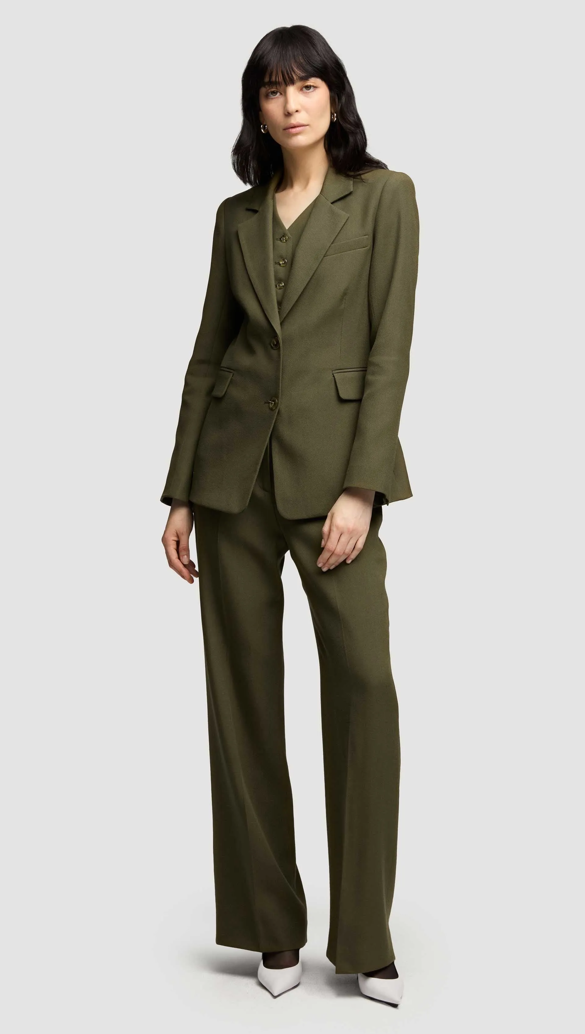 Two-Button Blazer in Viscose Wool Twill | Olive sold by Argent product image thumbnail 2